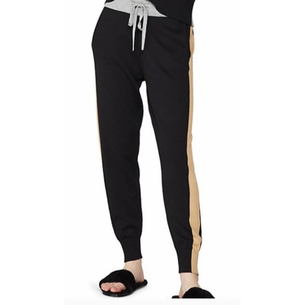 Monrow Black and Tan Jogger Pants